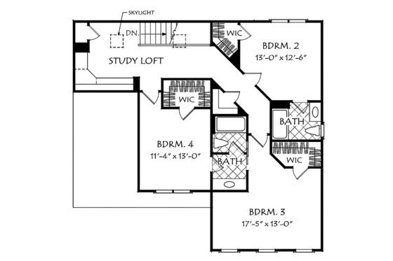 Floor Plan - Upper Floor for Colonial House Plan #927-508 - 4 bed, 3.5 bath