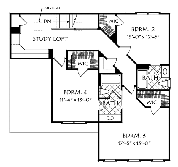 Architectural House Design - Colonial Floor Plan - Upper Floor Plan #927-508