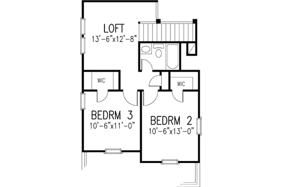 Floor Plan - Upper Floor for European House Plan #410-315 - 3 bed, 2.5 bath