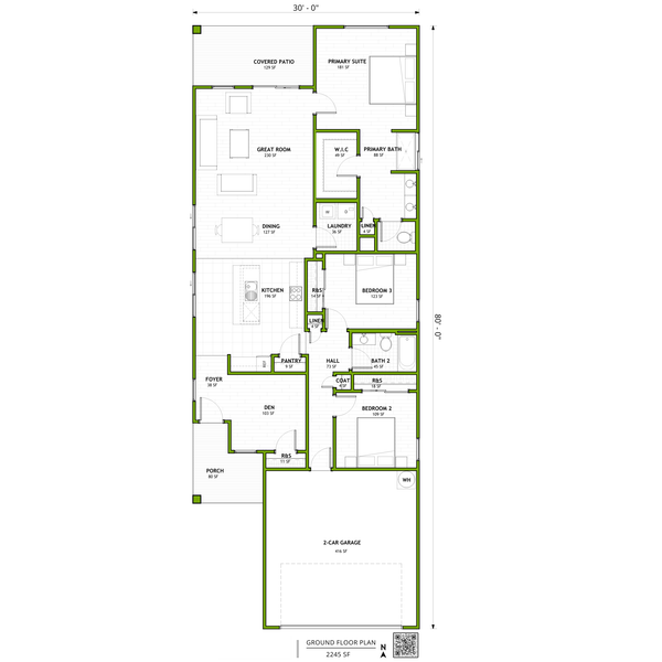 Adobe / Southwestern Floor Plan - Main Floor Plan #1106-4