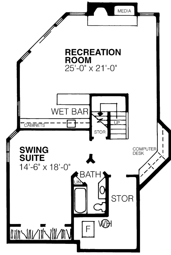 House Plan Design - Contemporary Floor Plan - Lower Floor Plan #320-1193