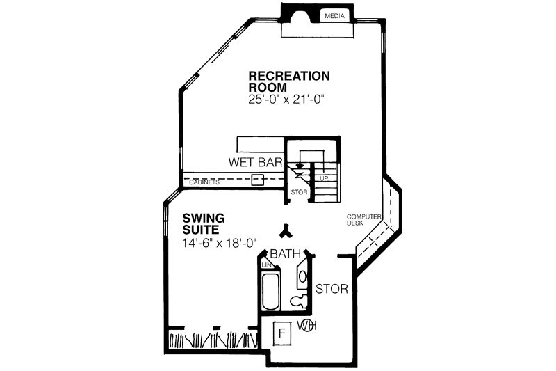 Dream House Plan - Floor Plan - Lower Floor for Contemporary House Plan #320-1193 - 3 bed, 4 bath