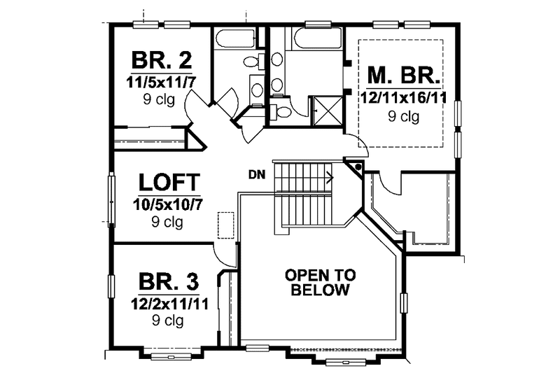 Home Plan - Floor Plan - Upper Floor for Country House Plan #320-834 - 3 bed, 3 bath