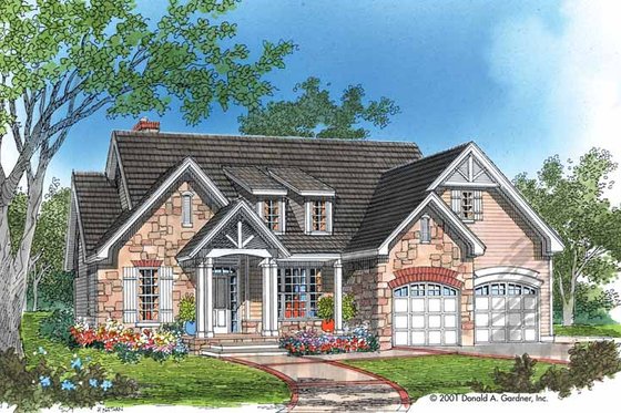 Exterior - Front Elevation 3 for Ranch House Plan #929-645 - 3 bed, 2 bath