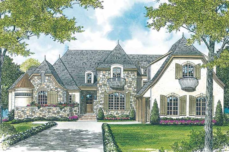 Home Plan - Exterior - Front Elevation 3 for European House Plan #453-404 - 4 bed, 4 bath
