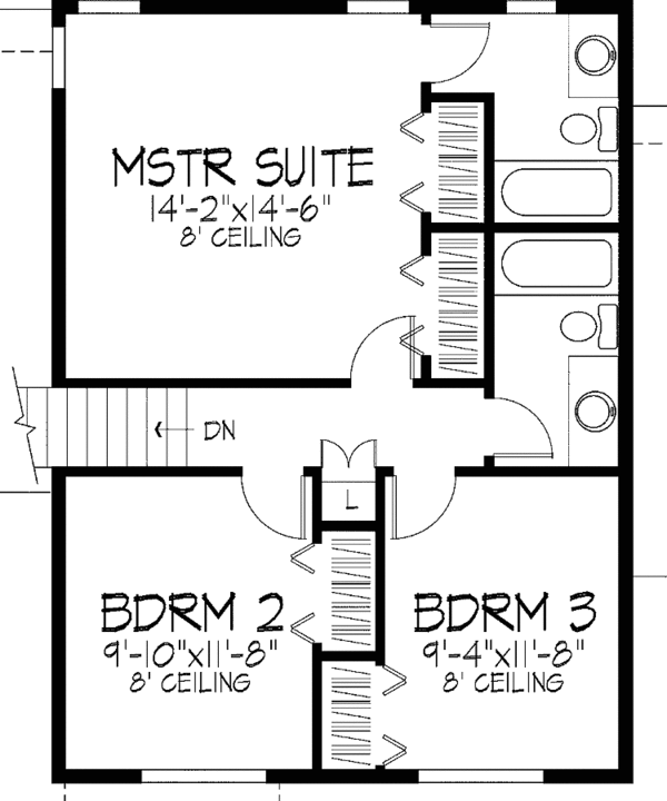 House Blueprint - Traditional Floor Plan - Upper Floor Plan #51-714