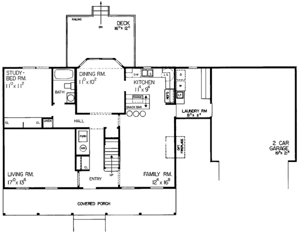 Architectural House Design - Country Floor Plan - Main Floor Plan #72-1036