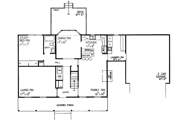 Home Plan - Floor Plan - Main Floor for Country House Plan #72-1036 - 4 bed, 3 bath