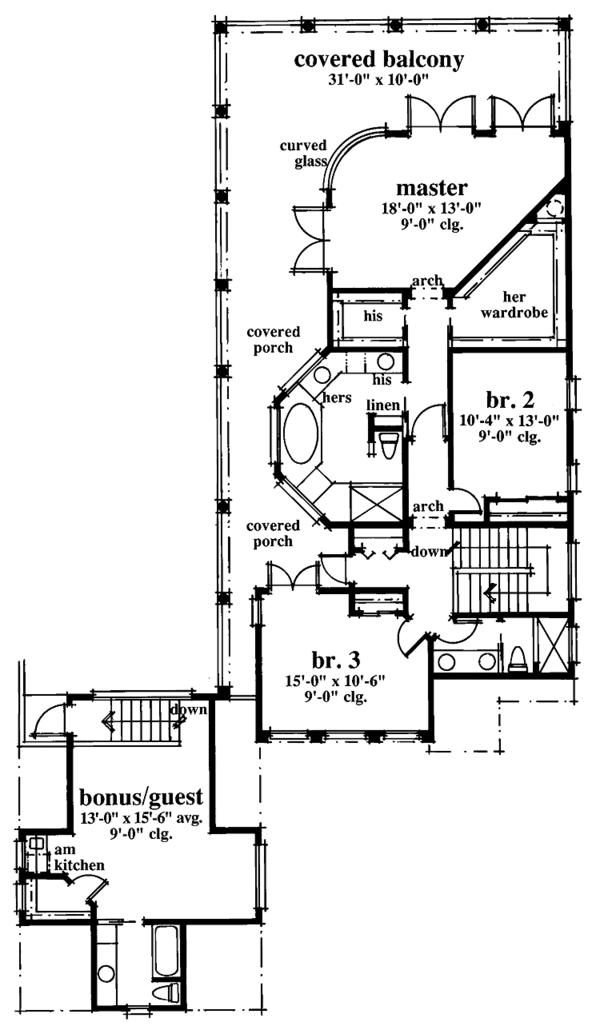 House Plan Design - Mediterranean Floor Plan - Upper Floor Plan #930-70