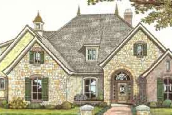 Exterior - Front Elevation for European House Plan #310-370 - 3 bed, 3 bath