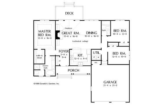 Floor Plan - Main Floor for Country House Plan #929-429 - 3 bed, 2 bath