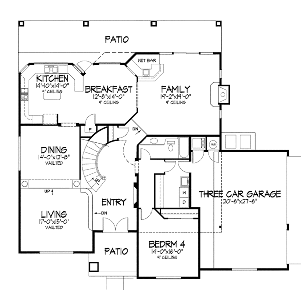 Architectural House Design - Mediterranean Floor Plan - Main Floor Plan #320-973