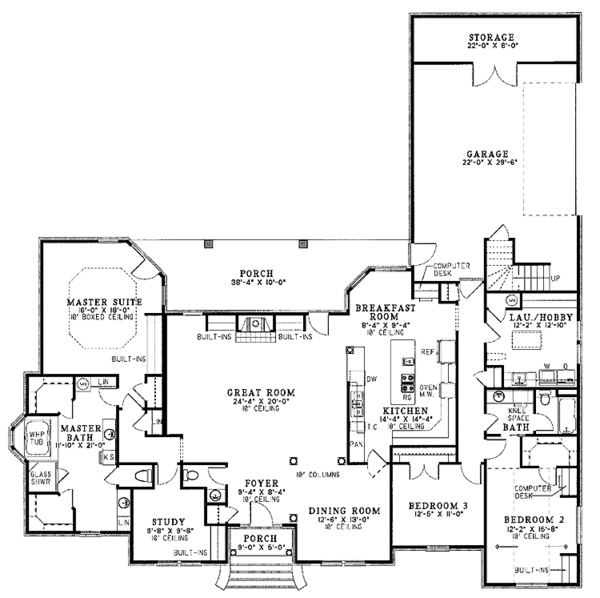 Architectural House Design - Traditional Floor Plan - Main Floor Plan #17-2752