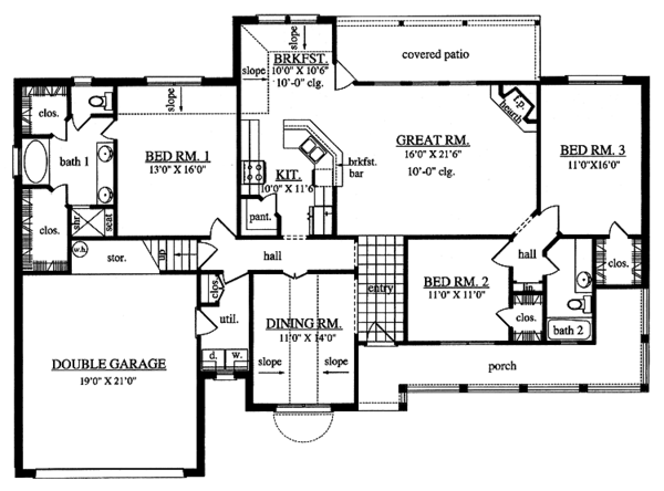 Architectural House Design - Country Floor Plan - Main Floor Plan #42-557