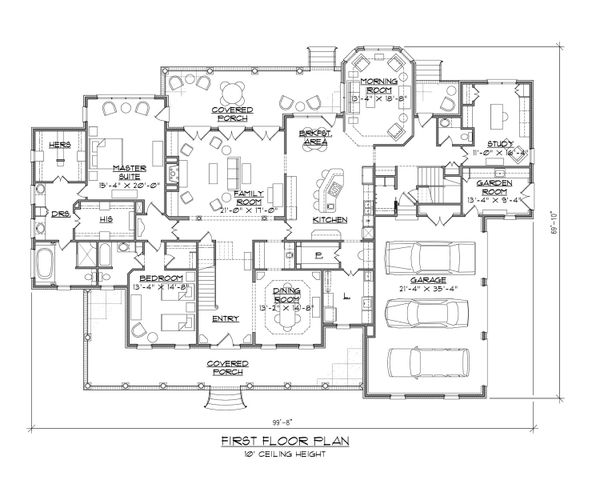 Country Floor Plan - Main Floor Plan #1054-73