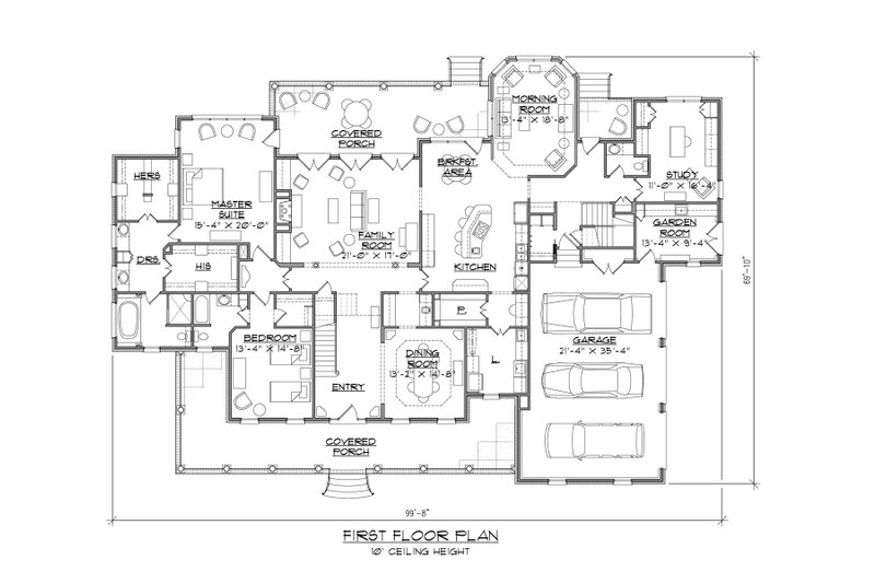 Home Plan - Floor Plan - Main Floor for Country House Plan #1054-73 - 5 bed, 5.5 bath