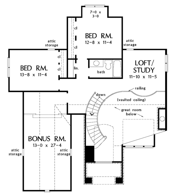Architectural House Design - Country Floor Plan - Upper Floor Plan #929-651