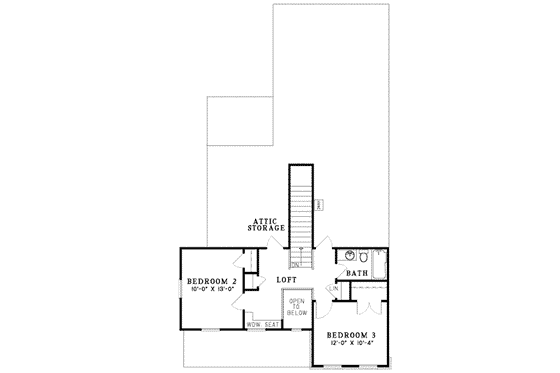 Floor Plan - Upper Floor for Southern House Plan #17-438 - 3 bed, 2 bath