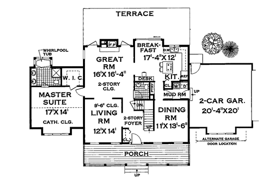 Floor Plan - Main Floor for Farmhouse House Plan #3-252 - 4 bed, 2.5 bath