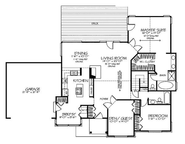 Architectural House Design - Ranch Floor Plan - Main Floor Plan #320-689