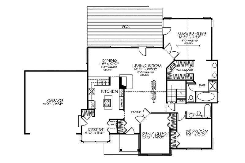 Home Plan - Floor Plan - Main Floor for Ranch House Plan #320-689 - 2 bed, 2 bath