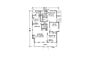 Floor Plan - Main Floor for Country House Plan #3-310 - 2 bed, 2 bath