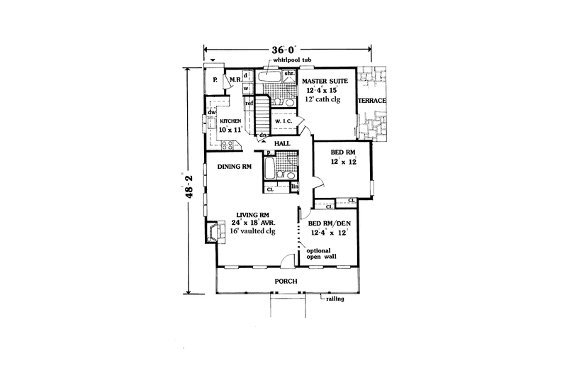 Dream House Plan - Floor Plan - Main Floor for Country House Plan #3-310 - 2 bed, 2 bath