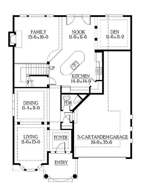 Architectural House Design - Craftsman Floor Plan - Main Floor Plan #132-299