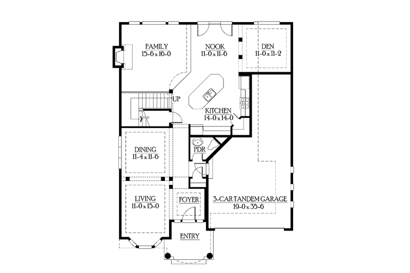 Home Plan - Floor Plan - Main Floor for Craftsman House Plan #132-299 - 3 bed, 2.5 bath