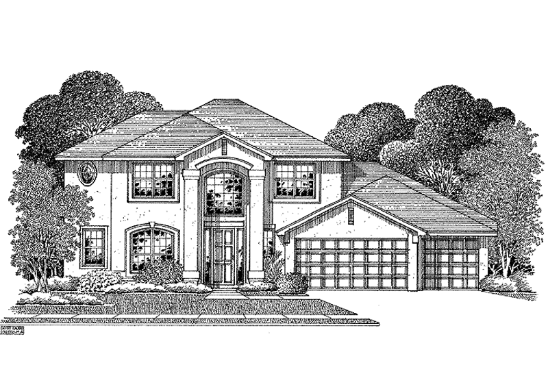 Architectural House Design - Exterior - Front Elevation 3 for Classical House Plan #999-110 - 4 bed, 3 bath