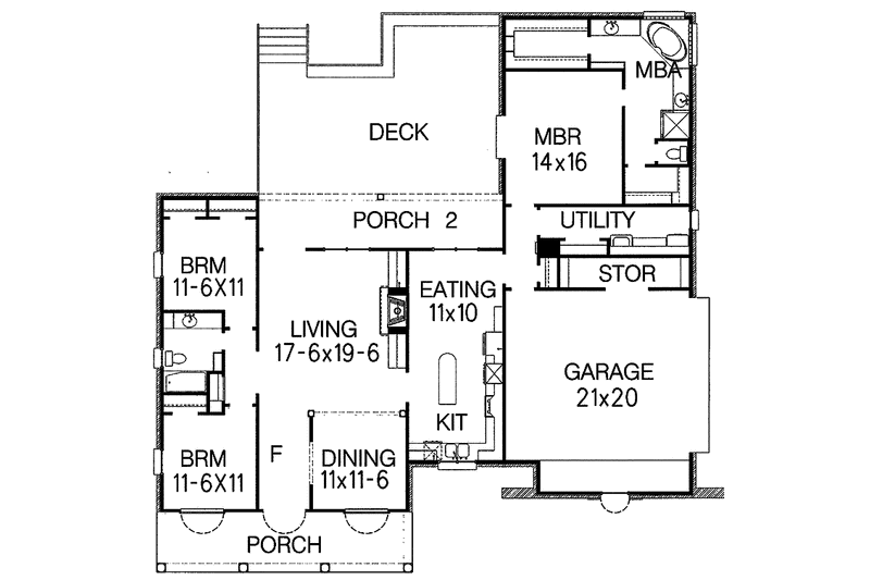 Home Plan - Floor Plan - Main Floor for European House Plan #15-311 - 3 bed, 2 bath