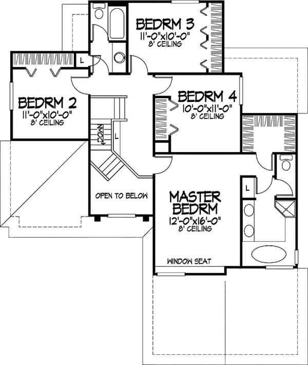 Architectural House Design - Traditional Floor Plan - Upper Floor Plan #320-575