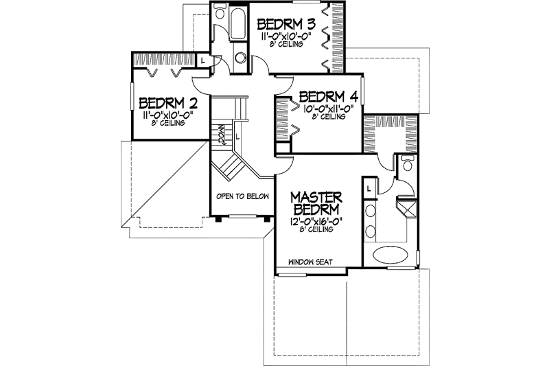 Architectural House Design - Floor Plan - Upper Floor for Traditional House Plan #320-575 - 4 bed, 2.5 bath