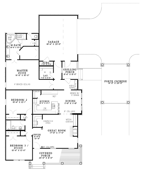 Bungalow Floor Plan - Main Floor Plan #17-2865