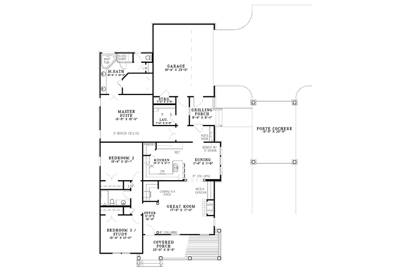Home Plan - Floor Plan - Main Floor for Bungalow House Plan #17-2865 - 3 bed, 2 bath