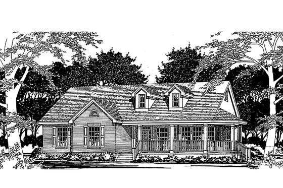 Exterior - Front Elevation 3 for Country House Plan #472-149 - 3 bed, 2 bath