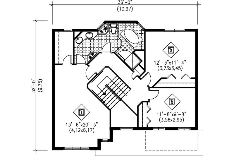 Home Plan - Floor Plan - Upper Floor for Traditional House Plan #25-2065 - 3 bed, 1.5 bath