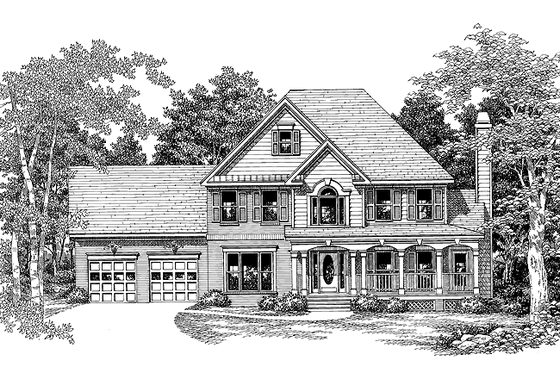 Exterior - Front Elevation 3 for Colonial House Plan #927-117 - 4 bed, 2.5 bath