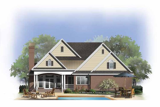 Exterior - Rear Elevation for Country House Plan #929-809 - 3 bed, 3.5 bath