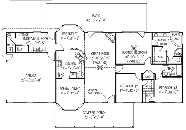 Country Floor Plan - Main Floor Plan #11-247