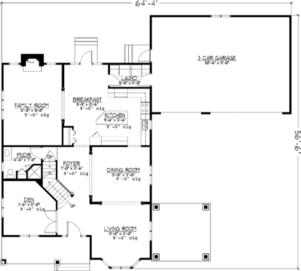 Architectural House Design - Country Floor Plan - Main Floor Plan #978-11