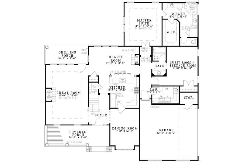 Home Plan - Floor Plan - Main Floor for Country House Plan #17-3116 - 5 bed, 3 bath