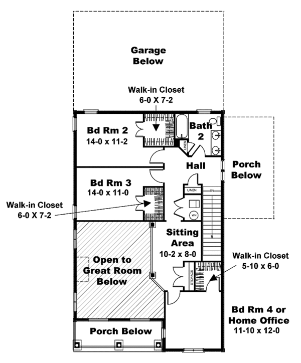 Home Plan - Traditional Floor Plan - Upper Floor Plan #44-215