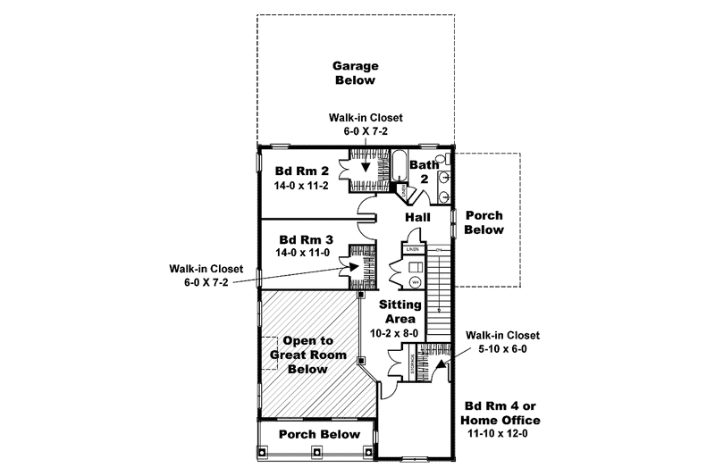 Home Plan - Floor Plan - Upper Floor for Traditional House Plan #44-215 - 3 bed, 2.5 bath