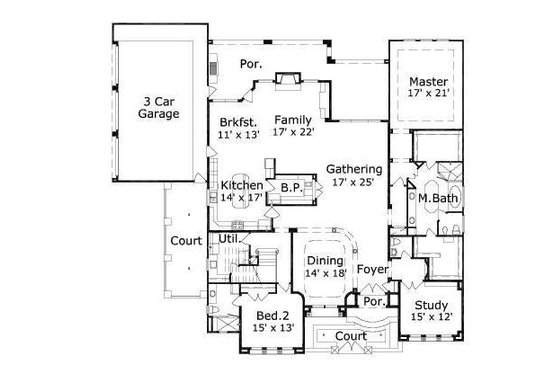 Floor Plan - Main Floor for European House Plan #411-489 - 4 bed, 3.5 bath