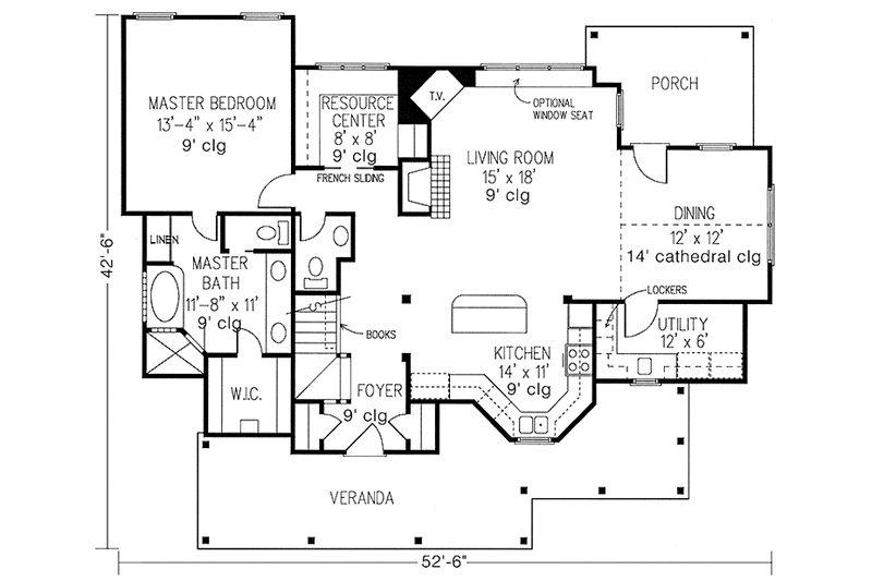 House Blueprint - Floor Plan - Main Floor for Country House Plan #410-3594 - 3 bed, 2.5 bath