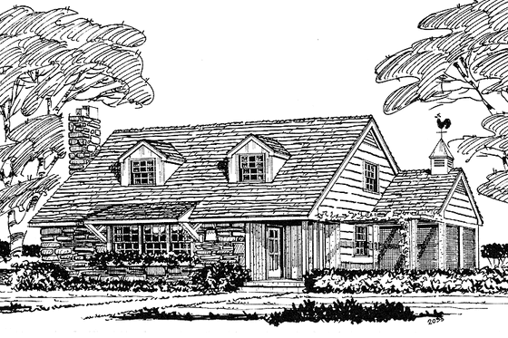 Exterior - Front Elevation 3 for Colonial House Plan #315-113 - 3 bed, 2 bath