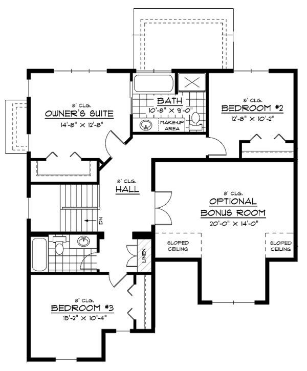 Architectural House Design - European Floor Plan - Upper Floor Plan #51-607