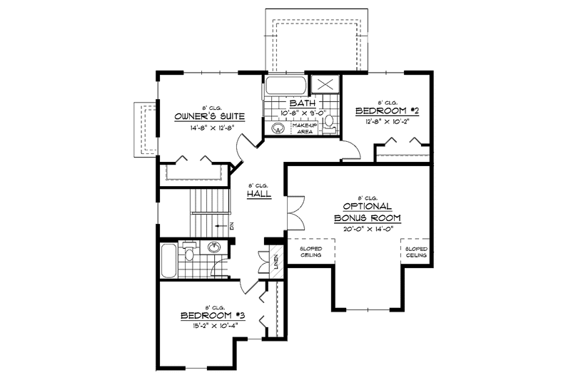 Home Plan - Floor Plan - Upper Floor for European House Plan #51-607 - 3 bed, 2.5 bath