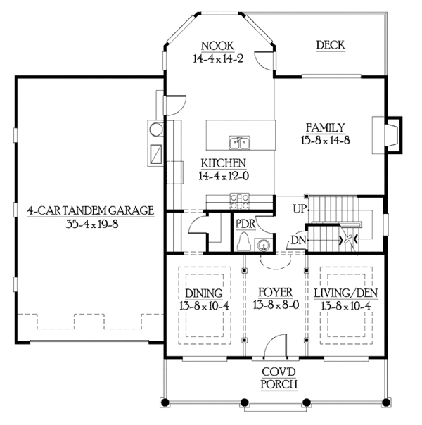 Architectural House Design - Craftsman Floor Plan - Main Floor Plan #132-375